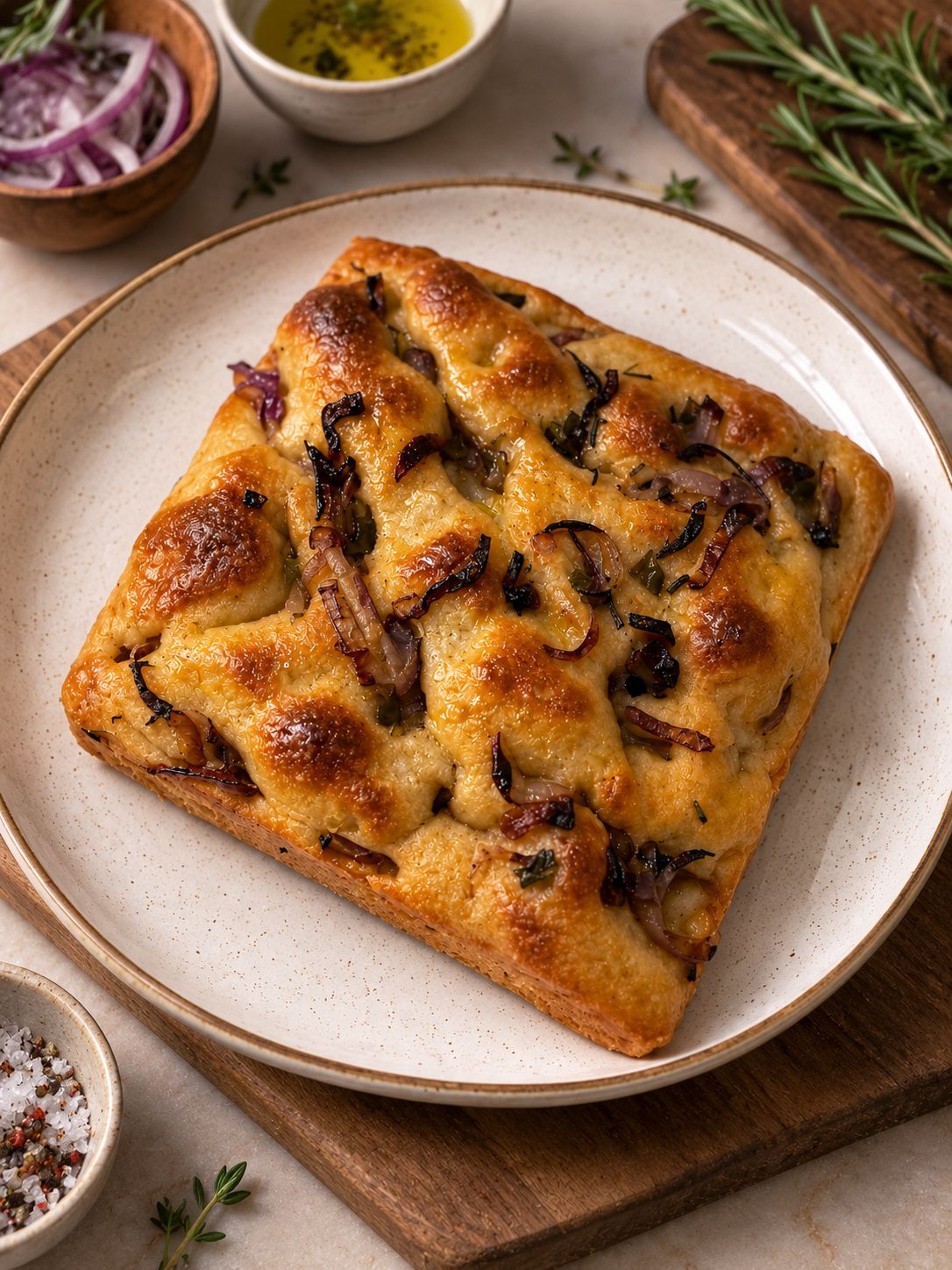 Rosemary Caramelized Onion Jalapeno Focaccia